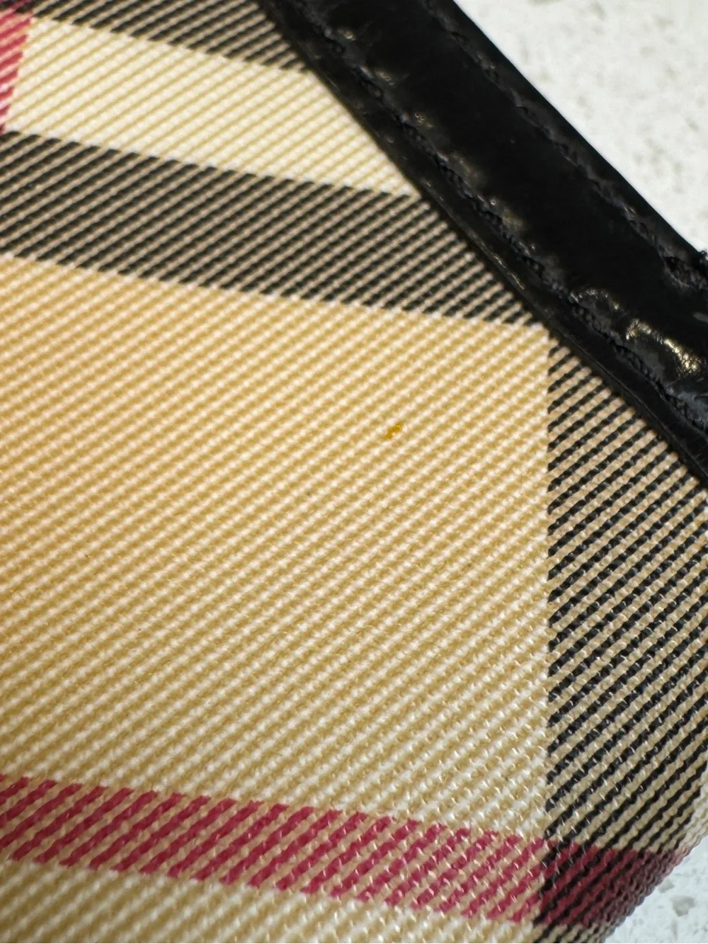 Vintage Burberry Nova Check Canvas Black Leather Stirrup Buckle Long Wallet